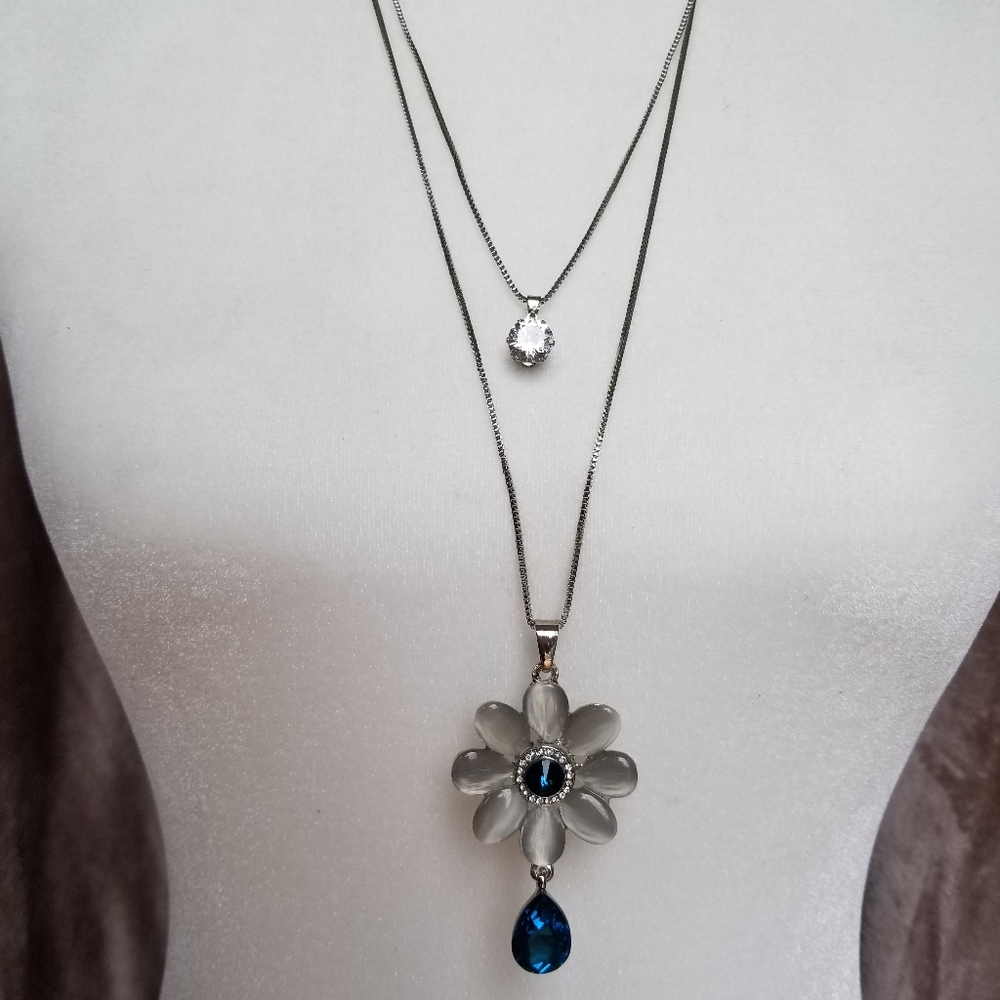 Moonstone flower necklace